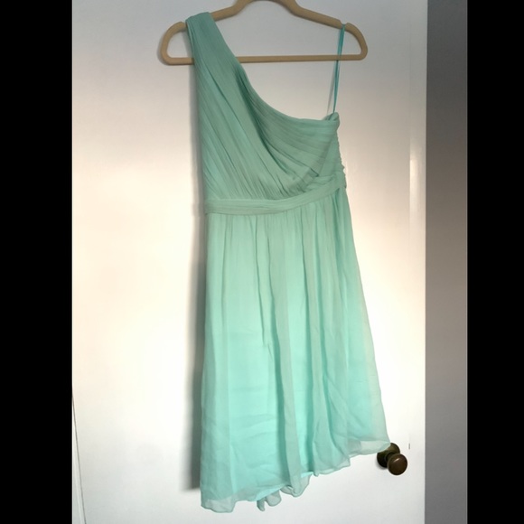 Mint J. Crew one shoulder dress. Size 14. - Picture 1 of 4